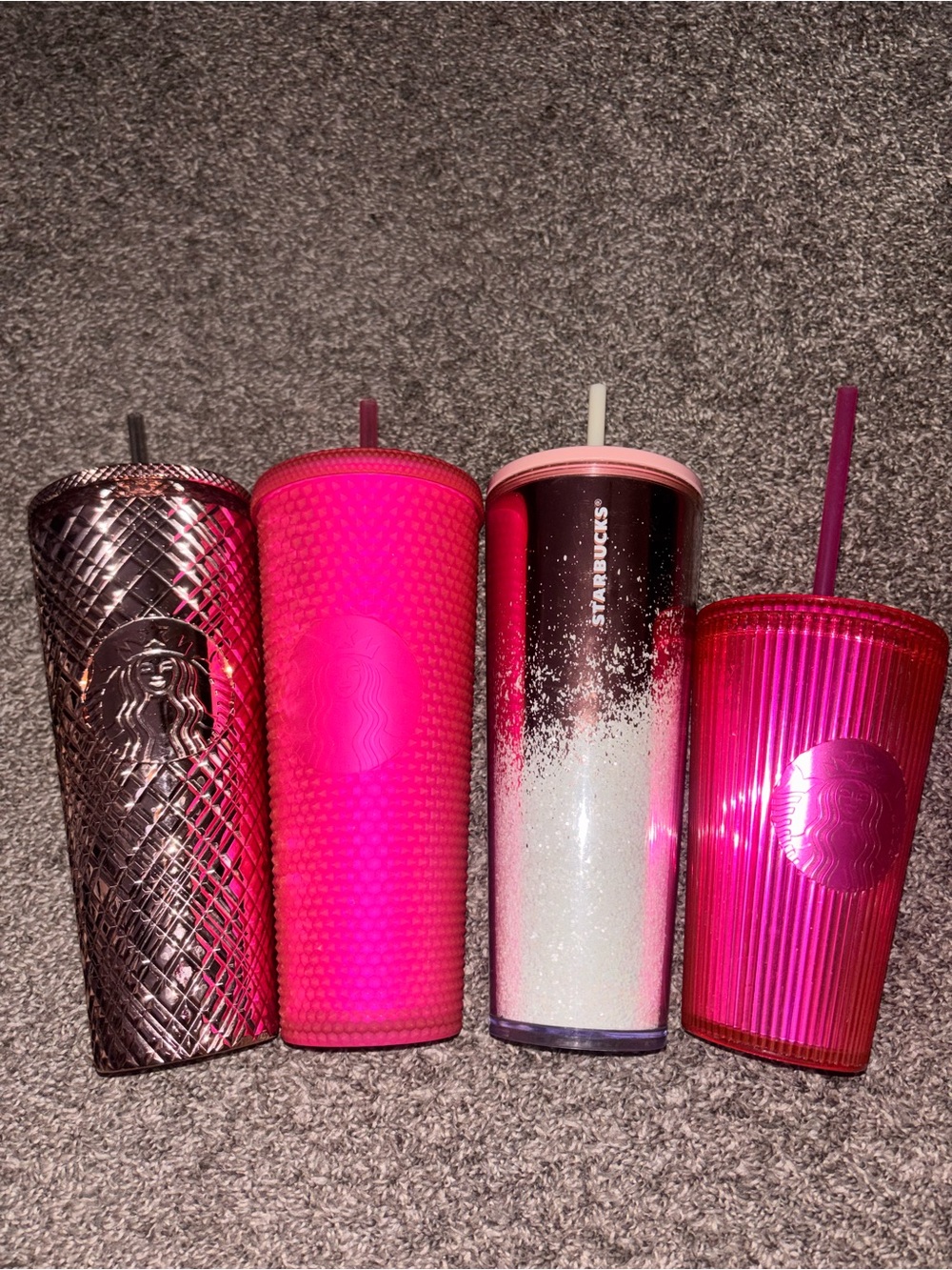 Starbucks Hot Pink & Metallic Cold Cup Quartet